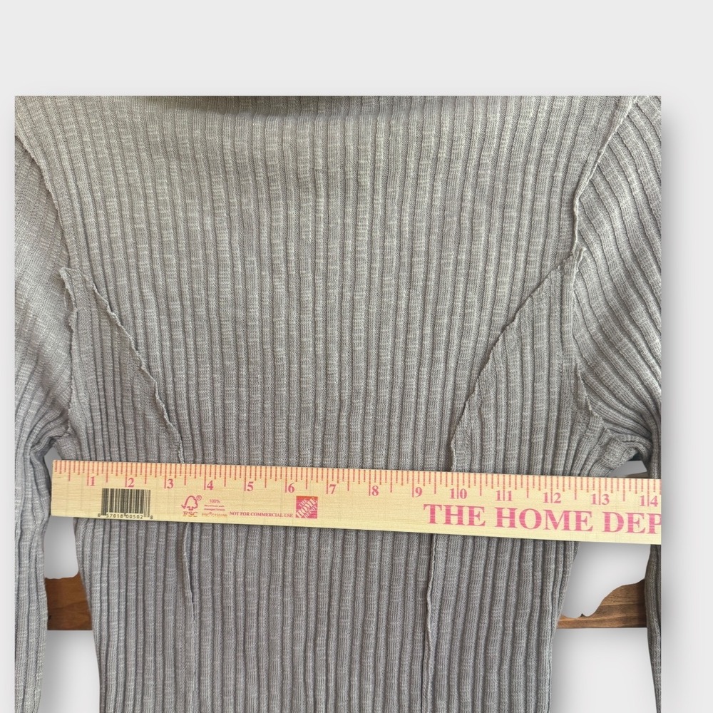 Altar'd‎ State Gray Ribbed Knit Ruffle Mock Neck Long Sleeve Top Women's XL - Picture 6 of 9